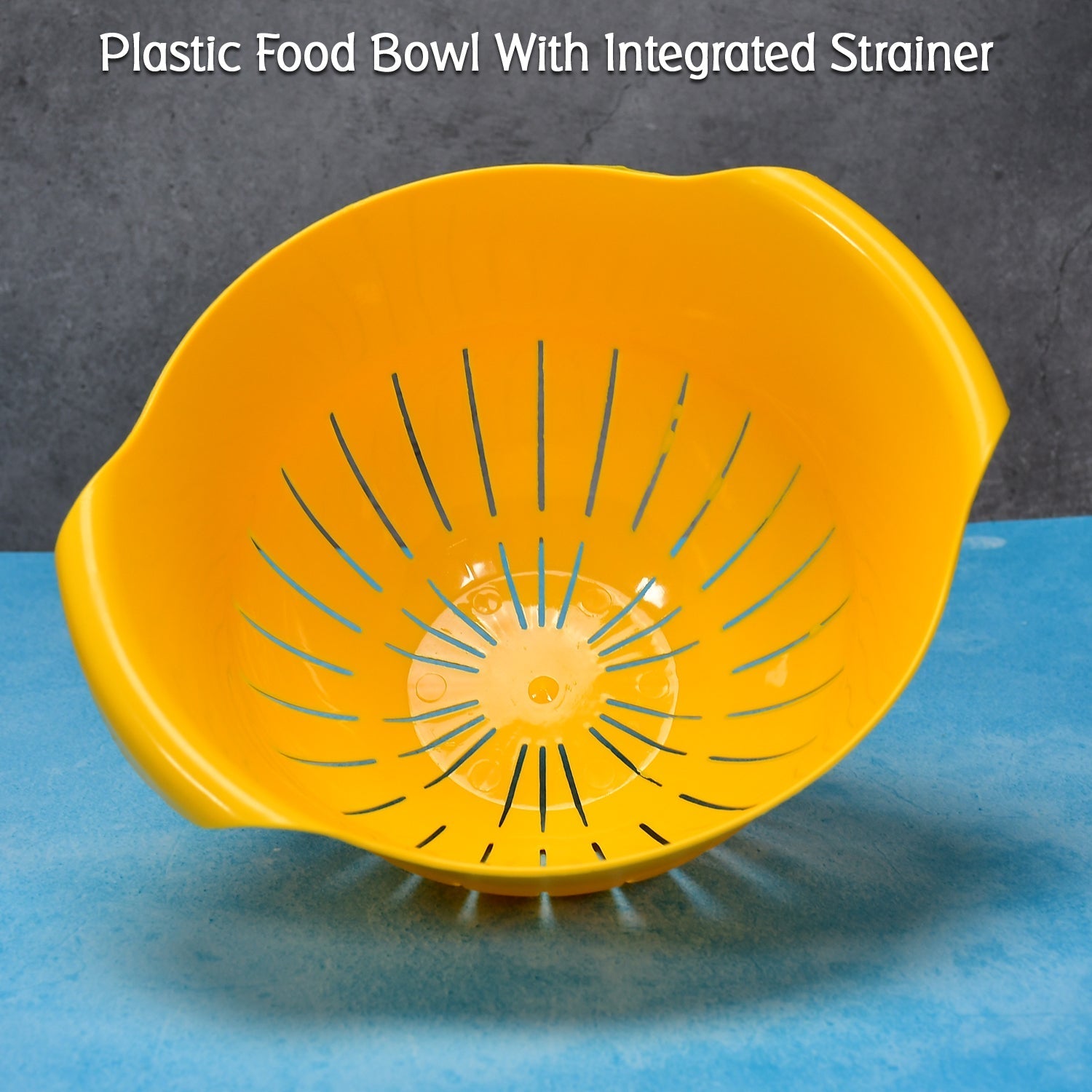 Washing bowl with integrated strainer for pasta. Washing bowl with integrated strainer for pasta.